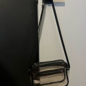 Transparent Crossbody Bag with Black Trim- Stadium Bag